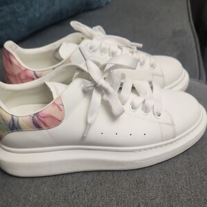 Alexander McQueen White Sneakers with Pastel Accents